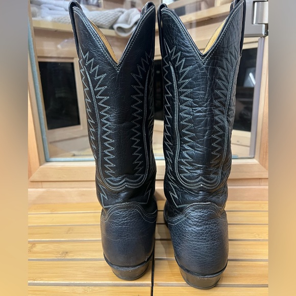 Bona Allen dark blue black Leather Cowboy Boots men’s 8 D - Picture 2 of 8